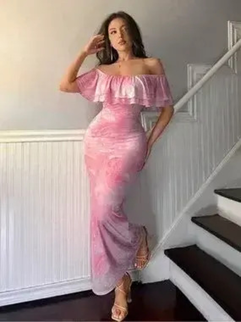 Layered Ruffled Off-Shoulder Dress - Picture 1 of 5